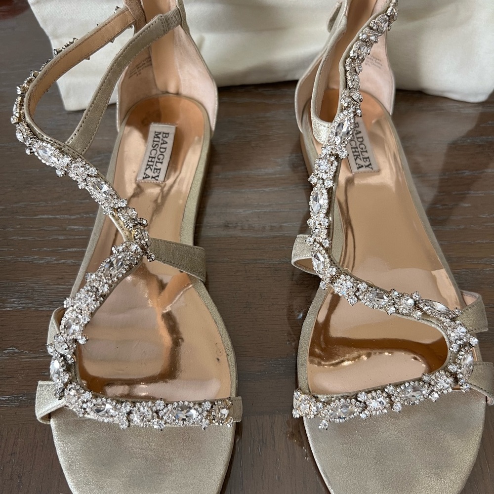 Badgley Mischka Carey Crystal Evening Sandals Heels Size 9.5 Wedding Formal